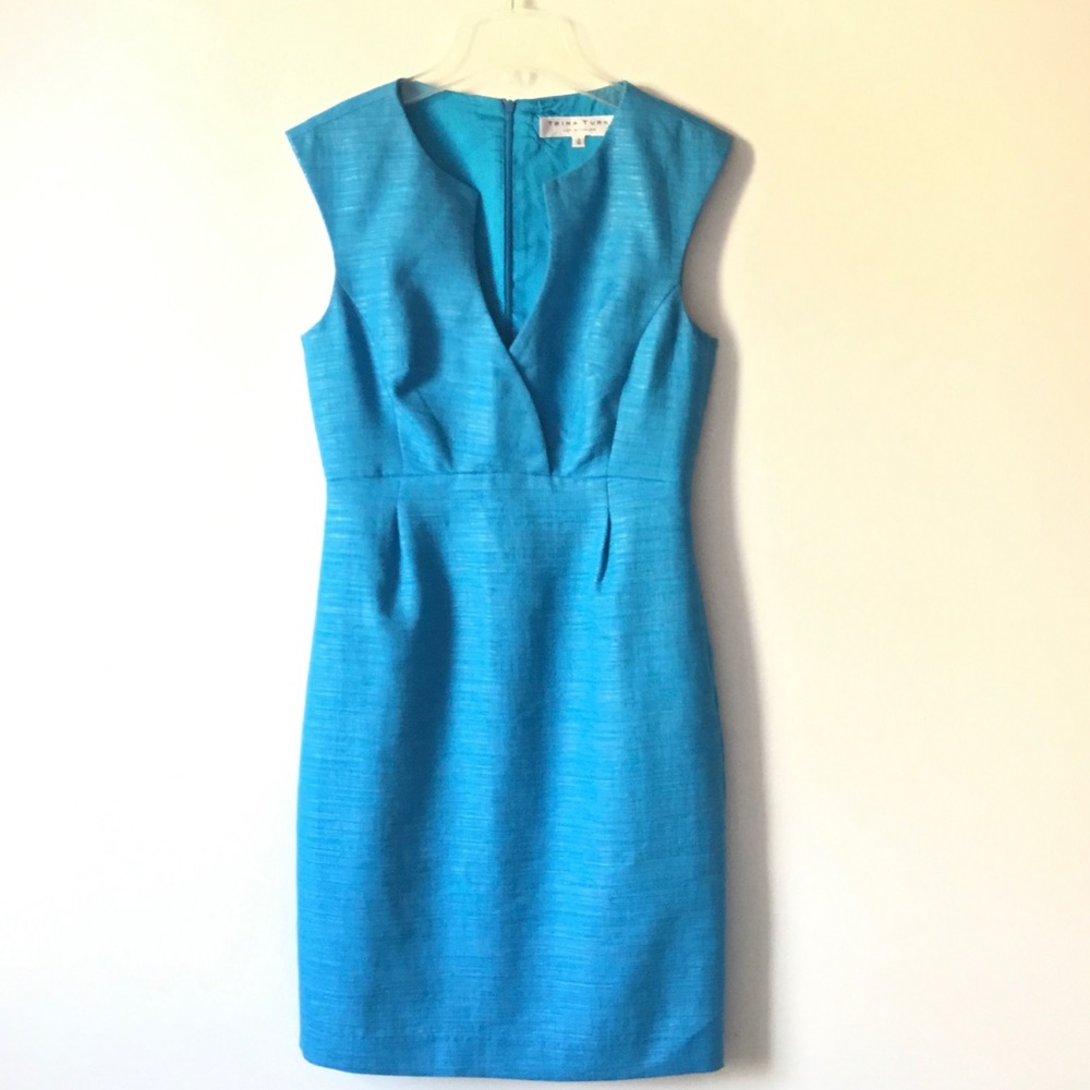 Trina Turk Vibrant Blue V-Neck Mini Dress